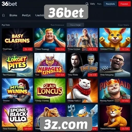 Variedade de jogos disponíveis na plataforma 36bet